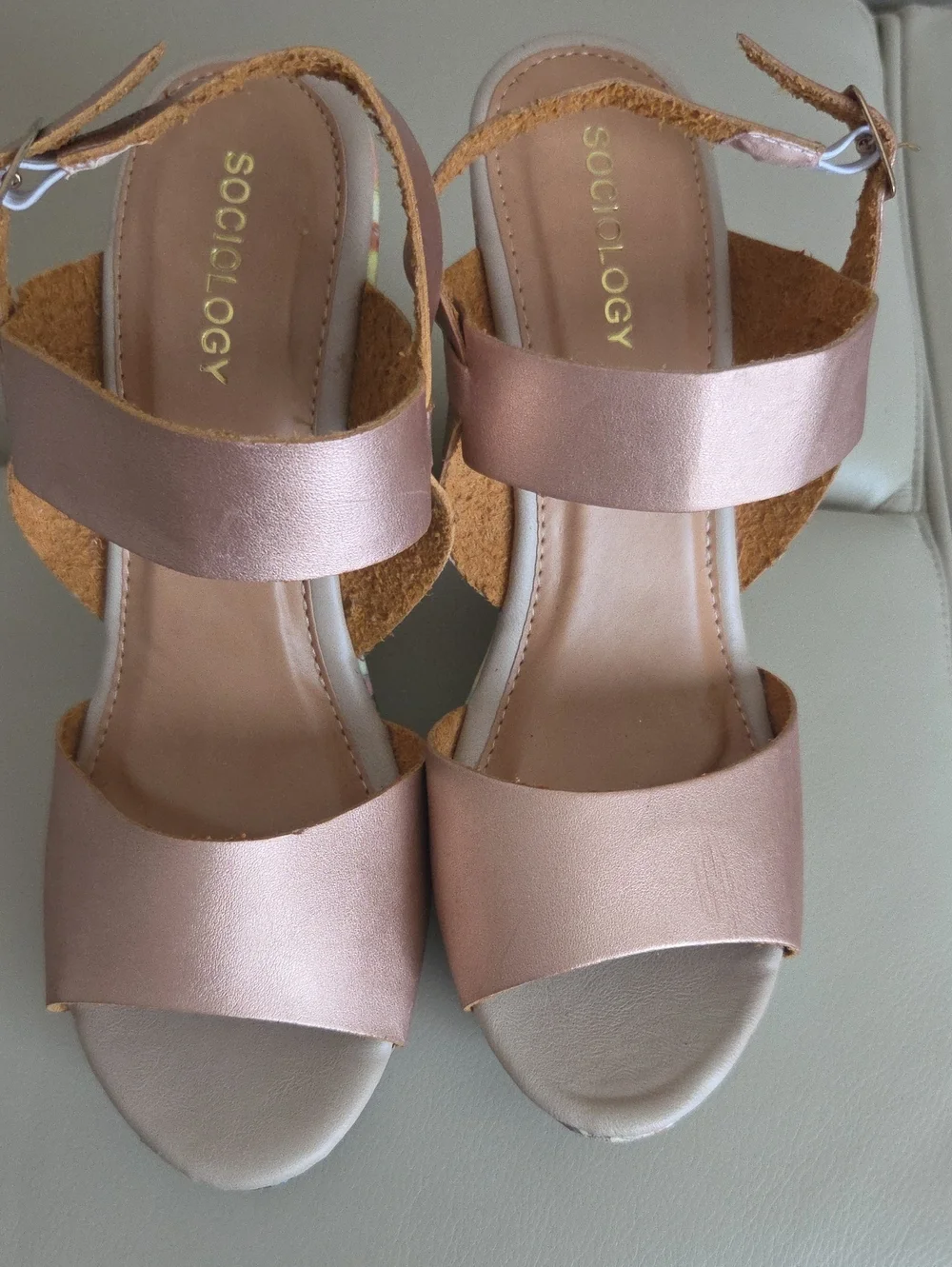 Sociology Pink Floral-Print Wedge Sandals Size 10